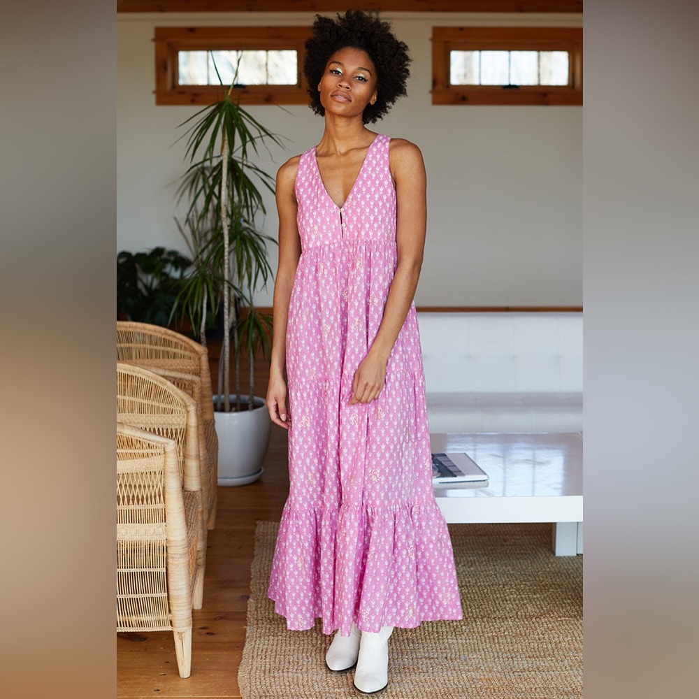 Emerson Fry Pink Printed Tiered Maxi Dress